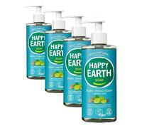 Happy Earth Jabón de Manos - Jabón con Dispensador - 100% Ingredientes Naturales & Veganos - Cedro Lima - 300 ML (Paquete de 4)