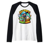 Happy East Arr Funny Pirate Easter Boys Kids Toddler Bunny Camiseta Manga Raglan