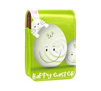 Happy Easter B - Estuche portátil para lápiz labial, mini caja de almacenamiento de lápiz labial, estuche organizador de lápiz labial con espejo para mujer, Varios colores, 9.5x2x7 cm/3.7x0.8x2.7 in