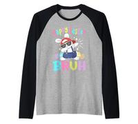 Happy Easter Brush Funny Dabbing Bunny Dance Rabbit Kids Camiseta Manga Raglan