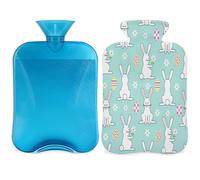 Happy Easter Bunny - Botella de agua caliente con cubierta de 2 L, bolsa de agua caliente de PVC de conejo de huevo para calentador de manos, alivio del dolor, compresa caliente y terapia de frío