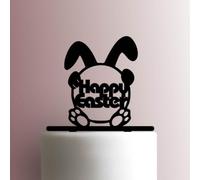 Happy Easter Bunny - Decoración acrílica para tartas de 5 pulgadas de ancho/negro