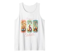 Happy Easter Bunny Huevo de Pascua Christian Jesus Brushstroke Camiseta sin Mangas