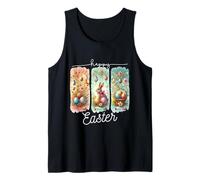 Happy Easter Bunny Huevo de Pascua Christian Jesus Brushstroke Camiseta sin Mangas
