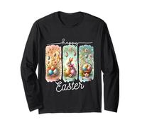 Happy Easter Bunny Huevo de Pascua Christian Jesus Brushstroke Manga Larga