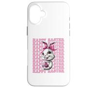 Happy Easter Bunny - Lazo de Coqueta con Lazo Rosa Carcasa para iPhone 16 Plus