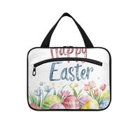 Happy Easter Bunny - Neceser de viaje para mujer con gancho, diseño unisex para mujer, bolsa de aseo colgante para viajes, mujeres, estuche de trabajo para maquillaje L