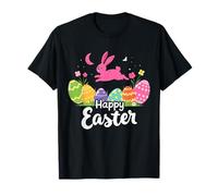 Happy Easter Bunny Traje De Pascua Nido De Huevo Flor Conejo Rosa Camiseta