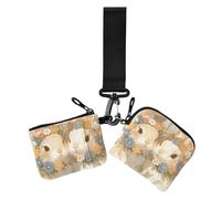 Happy Easter Cartoon Cute White Rabbit - Carteras dobles para mujer, fundas para tarjetas de visita, delgada, desmontable, organizador de dinero con bolsillo para monedas con cremallera para el
