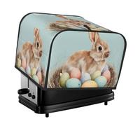 Happy Easter - Cubierta para tostadora de 4 rebanadas, protector de tela Oxford impermeable a prueba de polvo con bolsillo lateral para pequeños electrodomésticos de cocina
