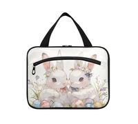 Happy Easter Cute Bunny - Bolsas de aseo colgantes blancas para hombre con gancho, kit de aseo unisex de diseño para mujer, bolso de viaje para mujer, talla L, Happy Easter Cute Bunny White, L