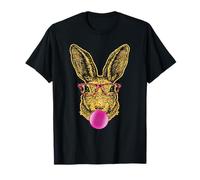 Happy Easter Cute Bunny Face with Bubble Gum Leopard Glasses Camiseta