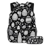 Happy Easter Day Actualiza tu equipo escolar, juego de 2 mochilas escolares, bolsa de viaje moderna para niños, niñas y adolescentes, Multicolor#02, B：29.4x20x40cm P：19x7.5x3.8cm, Mochilas Daypack