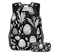 Happy Easter Day Actualiza tu equipo escolar, juego de 2 mochilas escolares, bolsa de viaje moderna para niños, niñas y adolescentes, Multicolor#07, B：29.4x20x40cm P：19x7.5x3.8cm