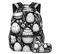 Happy Easter Day Actualiza tu equipo escolar, juego de 2 mochilas escolares, bolsa de viaje moderna para niños, niñas y adolescentes, Multicolor#01, B：29.4x20x40cm P：19x7.5x3.8cm, Mochilas Daypack