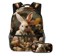 Happy Easter Day Actualiza tus artículos esenciales escolares, mochila con estuche, perfecta para niños, niñas y adolescentes, Multicolor#07, B：29.4x20x40cm P：19x7.5x3.8cm, Mochilas Daypack