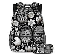 Happy Easter Day Adventure Awaits, mochila con estuche para lápices, juego de 2 piezas, perfecta para estudiantes, niños, niñas y adolescentes, Multicolor#04, B：29.4x20x40cm P：19x7.5x3.8cm, Mochilas