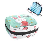 Happy-Easter-Day-Background-with-Cute Bunny, bolsa de época portátil, bolsa de almacenamiento de tampones, soporte para tampones para bolso, organizador de productos femeninos, Varios colores, 4.7x6.6x6.6 in/12x17x17 cm
