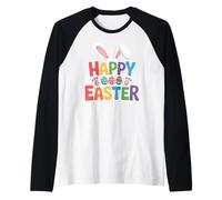 Happy Easter Day Girls Boys Easter, Funny Bunny Eggs Camiseta Manga Raglan