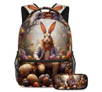 Happy Easter Day Mantén tus artículos esenciales en un solo lugar, mochila con estuche, el mejor juego de mochila escolar para estudiantes, Multicolor#07, B：29.4x20x40cm P：19x7.5x3.8cm, Mochilas