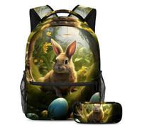 Happy Easter Day Mantén tus artículos esenciales en un solo lugar, mochila con estuche, el mejor juego de mochila escolar para estudiantes, Multicolor#02, B：29.4x20x40cm P：19x7.5x3.8cm, Mochilas