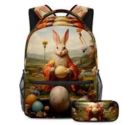 Happy Easter Day Mantén tus artículos esenciales en un solo lugar, mochila con estuche, el mejor juego de mochila escolar para estudiantes, Multicolor#05, B：29.4x20x40cm P：19x7.5x3.8cm, Mochilas