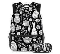 Happy Easter Day Smart Choice para estudiantes, juego de 2 bolsas escolares para niños con bolsa de viaje para libros, Multicolor#05, B：29.4x20x40cm P：19x7.5x3.8cm, Mochilas Daypack