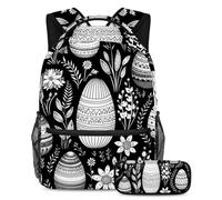 Happy Easter Day Stay Ahead of The Trends, juego de 2 mochilas escolares con mochila de gran capacidad y estuche para lápices, Multicolor#05, B:29.4x20x40cm P:19x7.5x3.8cm, Mochilas Daypack