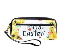 Happy Easter Egg - Estuche para lápices de piel sintética con cremallera para niños y niñas, suministros escolares y de oficina