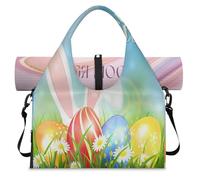 Happy Easter Eggs - Bolsa deportiva de lona con compartimento para zapatos, bonita bolsa de fin de semana de Pascua, bolsa de equipaje para gimnasio, yoga, viajes, color, L, Bolsa de viaje