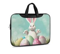 Happy Easter Eggs Bunny Tail1 - Maletín de cuero impreso para hombres y mujeres, viajes, negocios, oficina, bolsa para laptop, bolsa cruzada, Estilo negro, 37x28cm