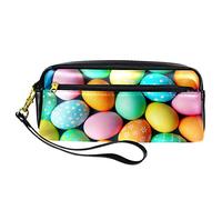 Happy Easter Eggs - Estuche para lápices de piel sintética con cremallera para niños y niñas, suministros escolares y de oficina
