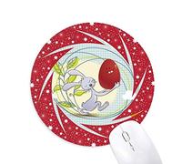Happy Easter Festival Bunny hojas Wheel mouse pad de goma roja redonda
