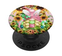 Happy Easter GNOME Mom For Just A Girl Who Loves Sunflower PopSockets PopGrip Adhesivo