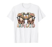 Happy Easter Graphic For Women Men Kids Floral Spring Gnomes Camiseta