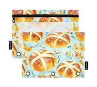 Happy Easter Hot Cross Buns - Carpeta de 3 anillos, estuche para lápices con cremallera, 2 bolsas transparentes para cosméticos, organizador de oficina