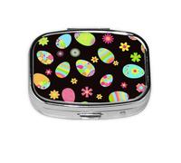 Happy Easter - Huevos de Pascua coloridos, pastillero con 2 compartimentos, organizador portátil