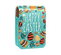 Happy Easter Memphis - Estuche portátil para lápiz labial, mini caja de almacenamiento de lápiz labial, estuche organizador de lápiz labial con espejo para mujer, Varios colores, 9.5x2x7 cm/3.7x0.8x2.7 in