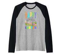 Happy Easter Monster Truck Cool Digger Niños Niños Niños Camiseta Manga Raglan