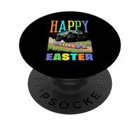 Happy Easter Monster Truck Cool Digger Niños Niños Niños PopSockets PopGrip Adhesivo