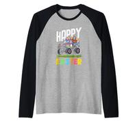 Happy Easter Monster Truck Purple Pickup Basket Huevos Niños Camiseta Manga Raglan