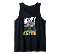 Happy Easter Monster Truck Purple Pickup Basket Huevos Niños Camiseta sin Mangas