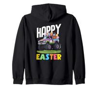 Happy Easter Monster Truck Purple Pickup Basket Huevos Niños Sudadera con Capucha