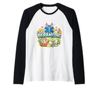 Happy Easter Paramedic EMT EMS Star of Life Bunny Eggs Orejas Camiseta Manga Raglan