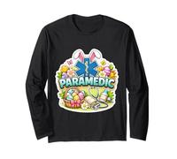 Happy Easter Paramedic EMT EMS Star of Life Bunny Eggs Orejas Manga Larga