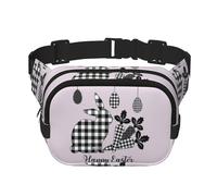 Happy Easter Print - Riñonera cuadrada de doble capa para hombre y mujer, bolsa cruzada de entrenamiento para viaje, Negro -, Talla única