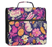 Happy Easter Rabbit - Bolsa de carpeta con cremallera de 3 anillos de 1.5 pulgadas con cremallera y correa para el hombro, impermeable, organizador adecuado para la escuela secundaria