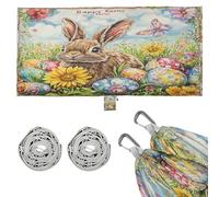 Happy Easter Rabbit Zanahorias Bowknot Daisy Egg Camping Hamaca con correas de árbol Hamaca de tela para patio exterior patio trasero junto a la piscina