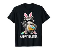 Happy Easter Raccoon Bunny Cute Eggs Humor Camiseta