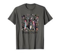 Happy Easter Three Spring Bunny Hoppy Conejo de Pascua Floral Camiseta